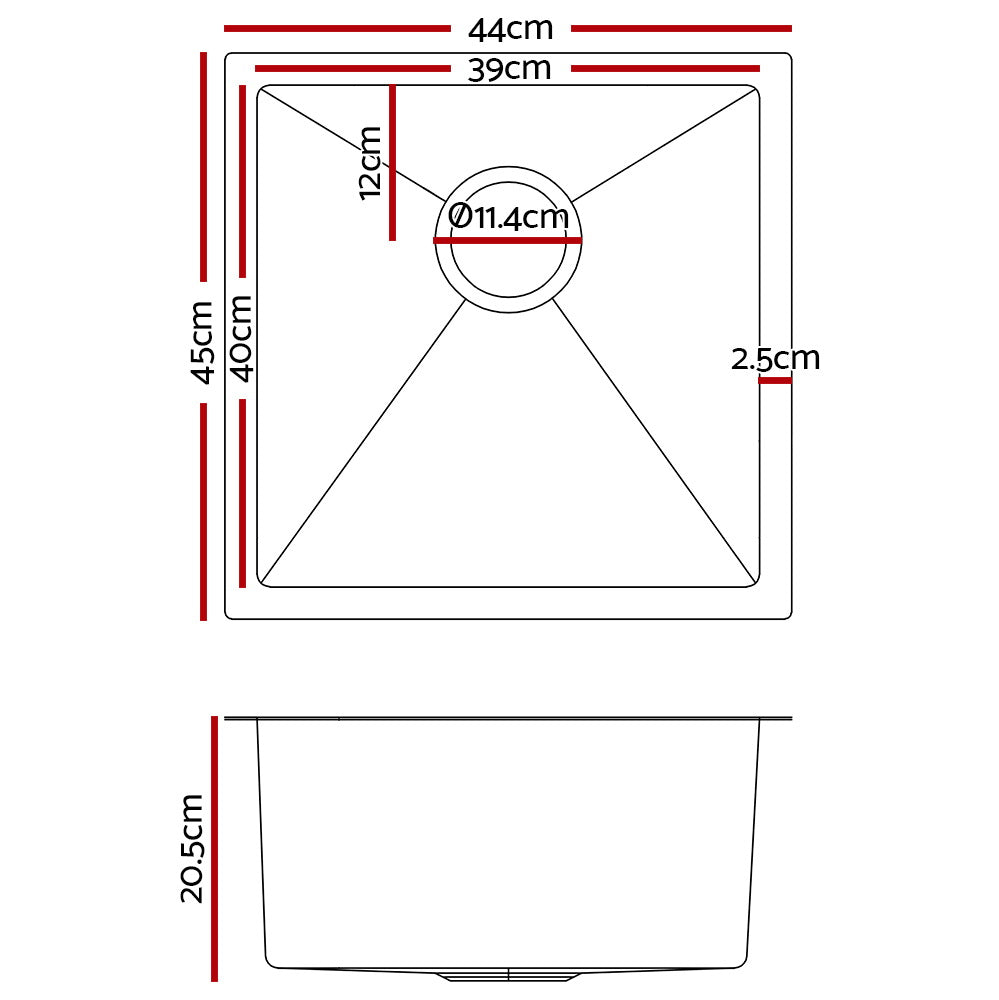 Cefito 44cm Kitchen Sink Stainless Steel Nano Coated