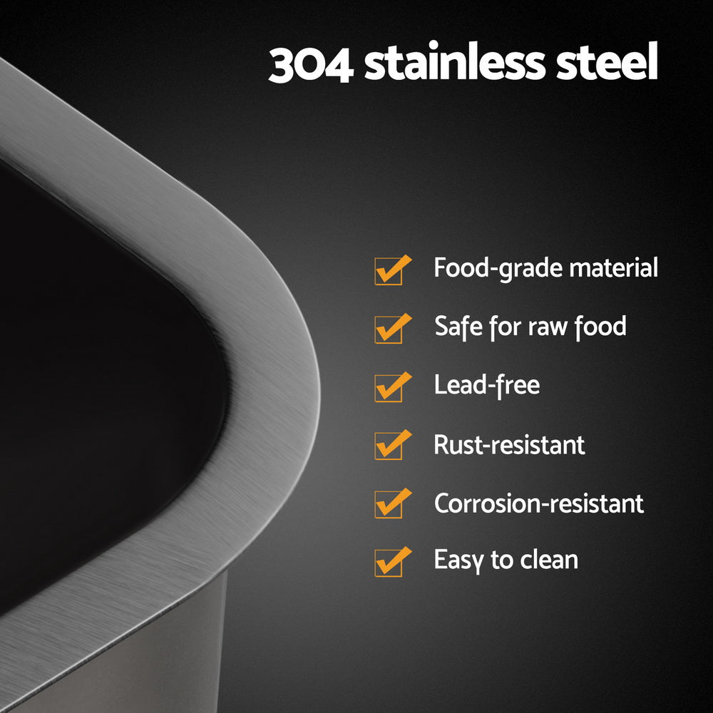 Cefito 30x36cm Kitchen Sink Stainless Steel Nano Single Bowl Black