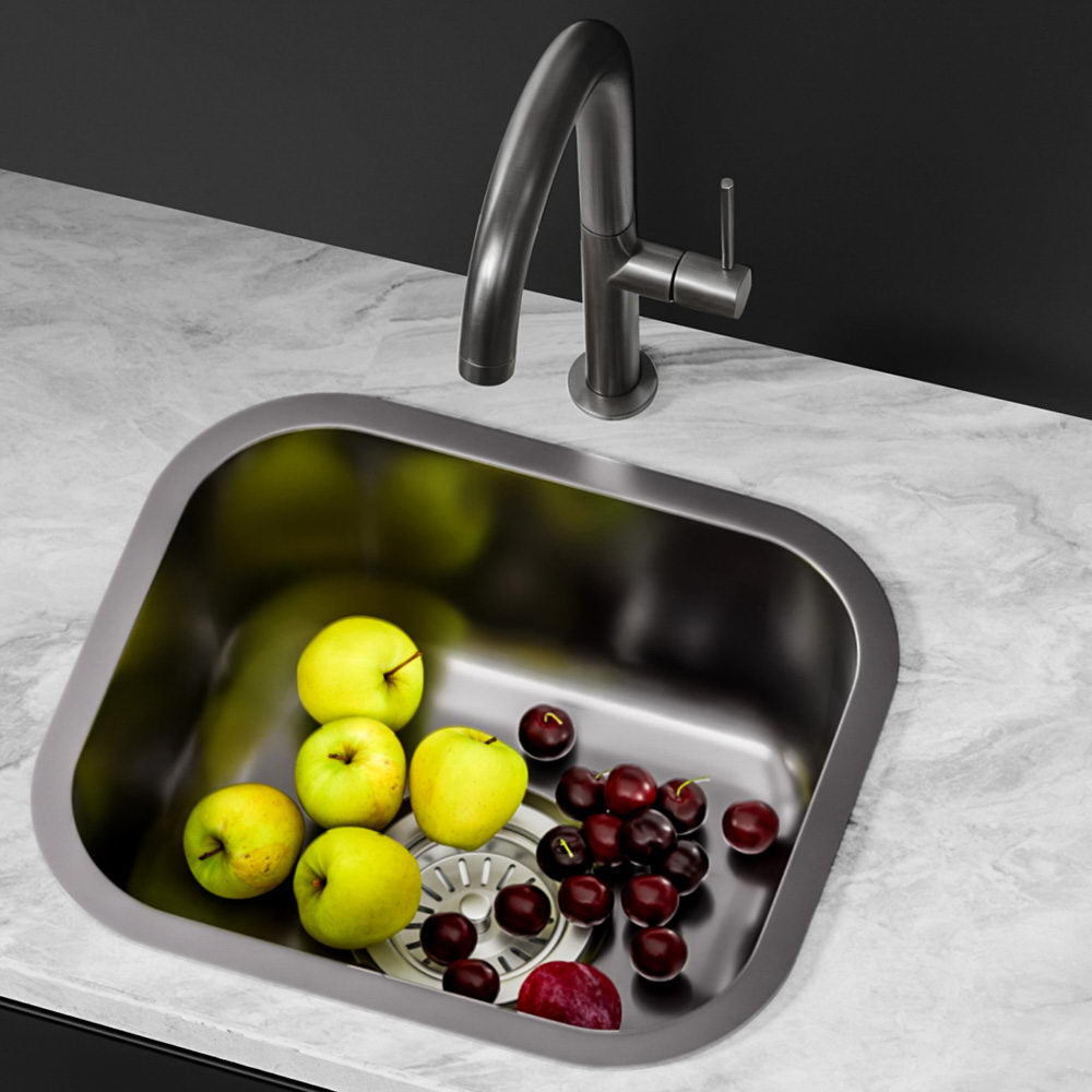 Cefito 30x36cm Kitchen Sink Stainless Steel Nano Single Bowl Black