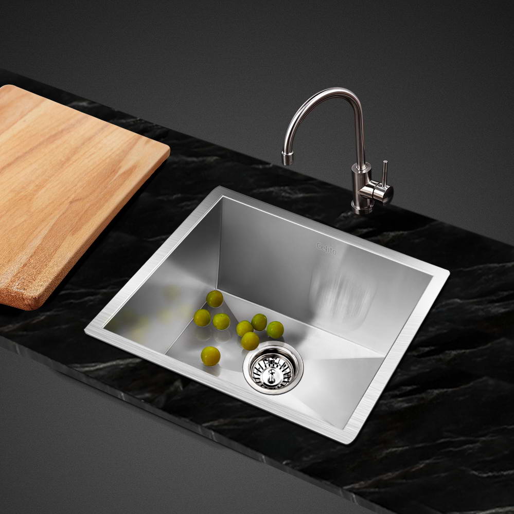 Cefito 36x36cm Single Bowl Kitchen Sink Stainless Steel Nano Silver