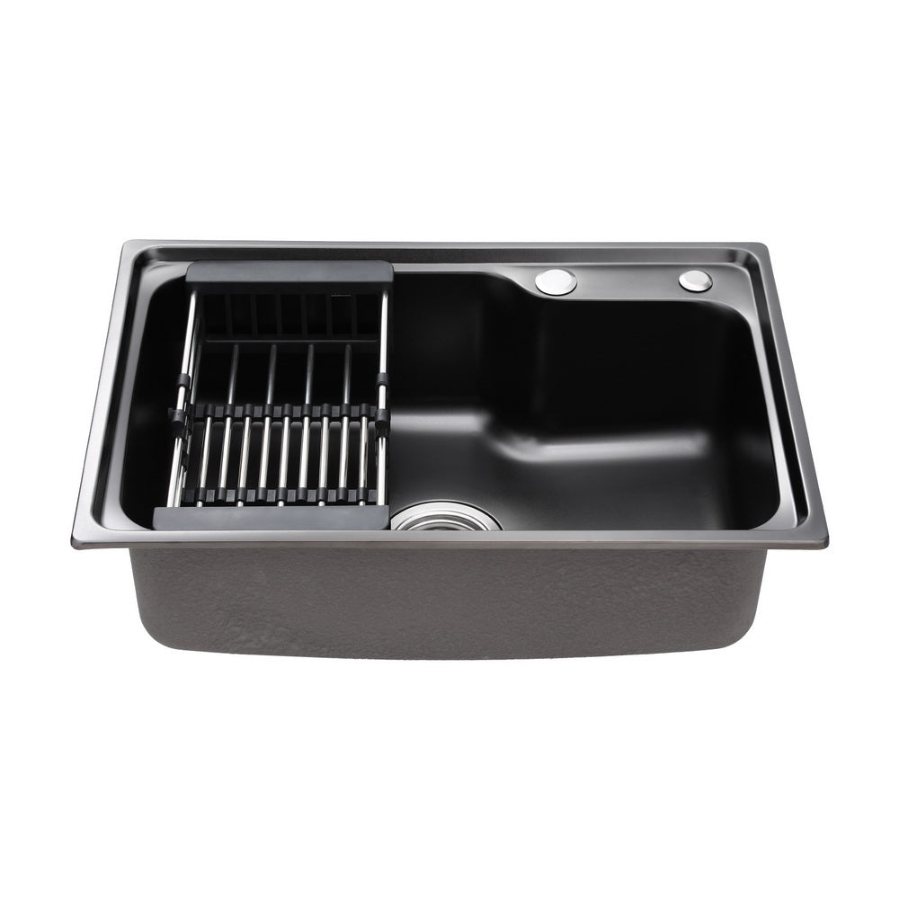 Cefito 61x43cm Single Bowl Kitchen Sink Stainless Steel Black Drain Basket