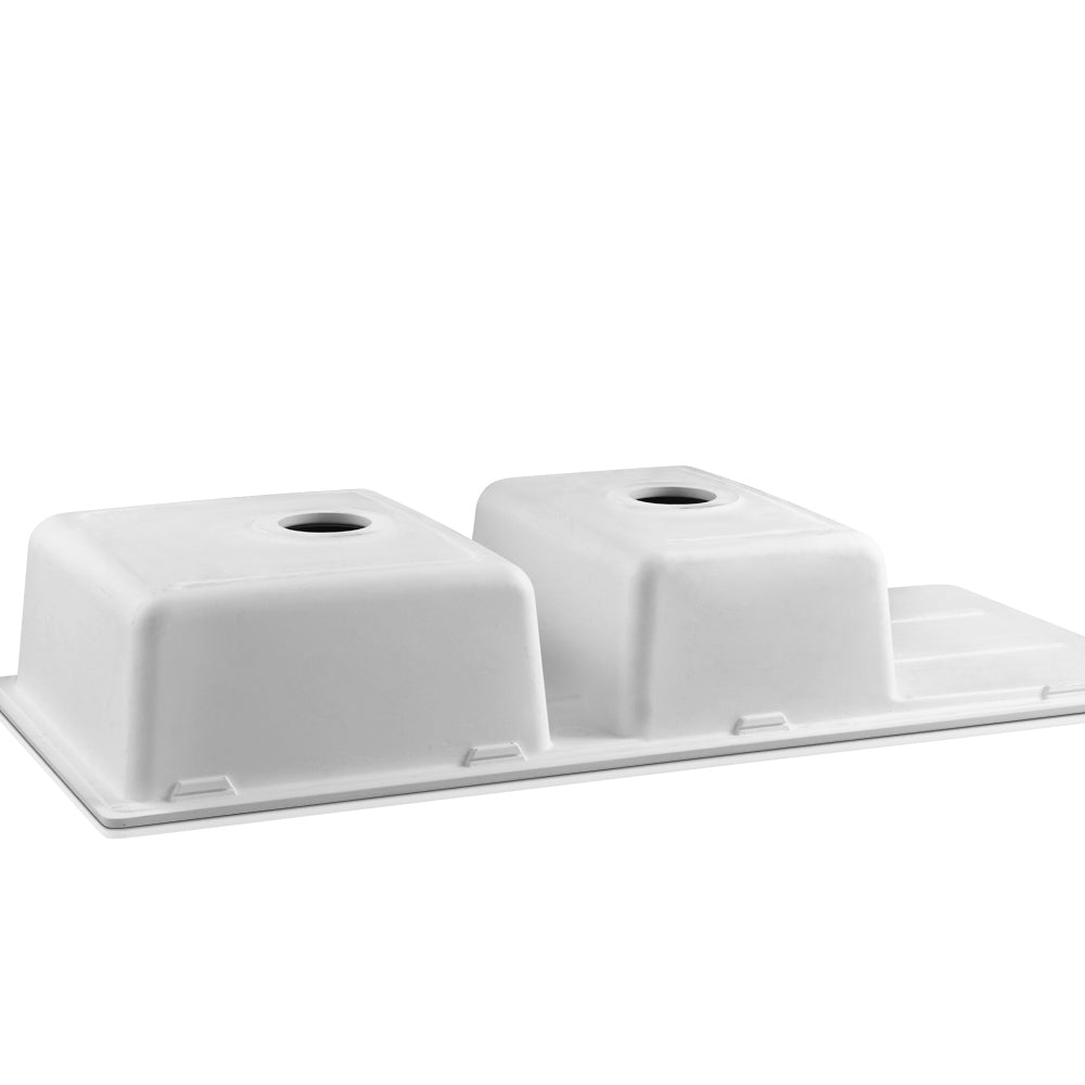 Cefito 116cm Double Bowl Kitchen Sink Granite Under/Topmount White