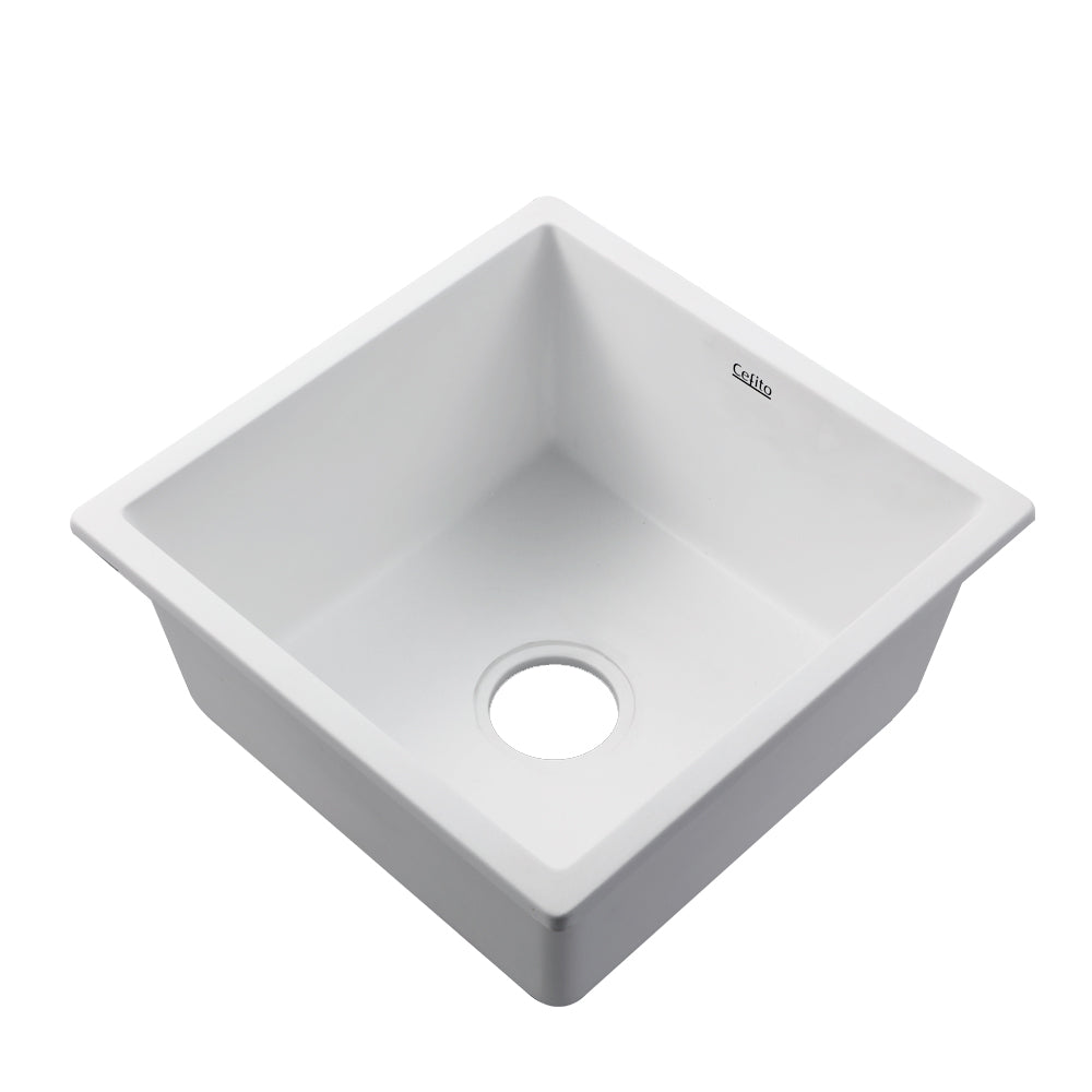 Cefito Stone Kitchen Sink 450x450mm Granite Bowl White