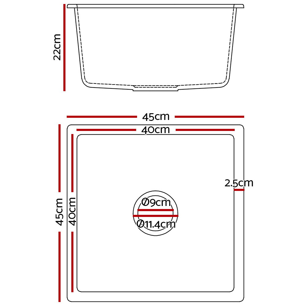 Cefito 450mm Granite Kitchen Sink Under/Topmount White