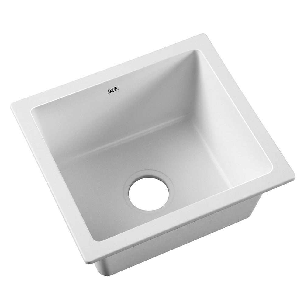Cefito 46x41cm Granite Kitchen Sink Under/Topmount White