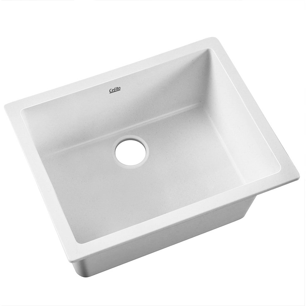 Cefito Stone Kitchen Sink 610x470mm Granite White