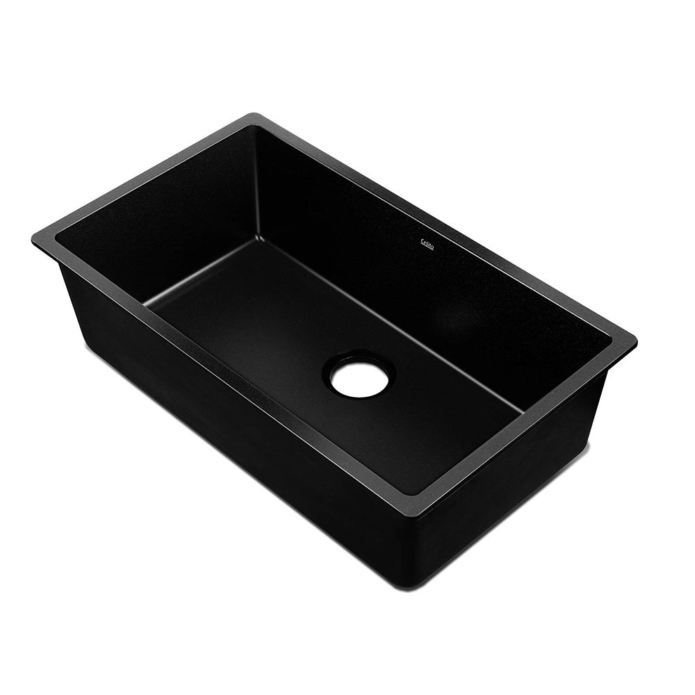 Cefito 790x450mm Granite Kitchen Sink Under/Topmount Black