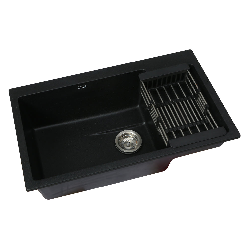 Cefito 80x48cm Granite Kitchen Sink Black