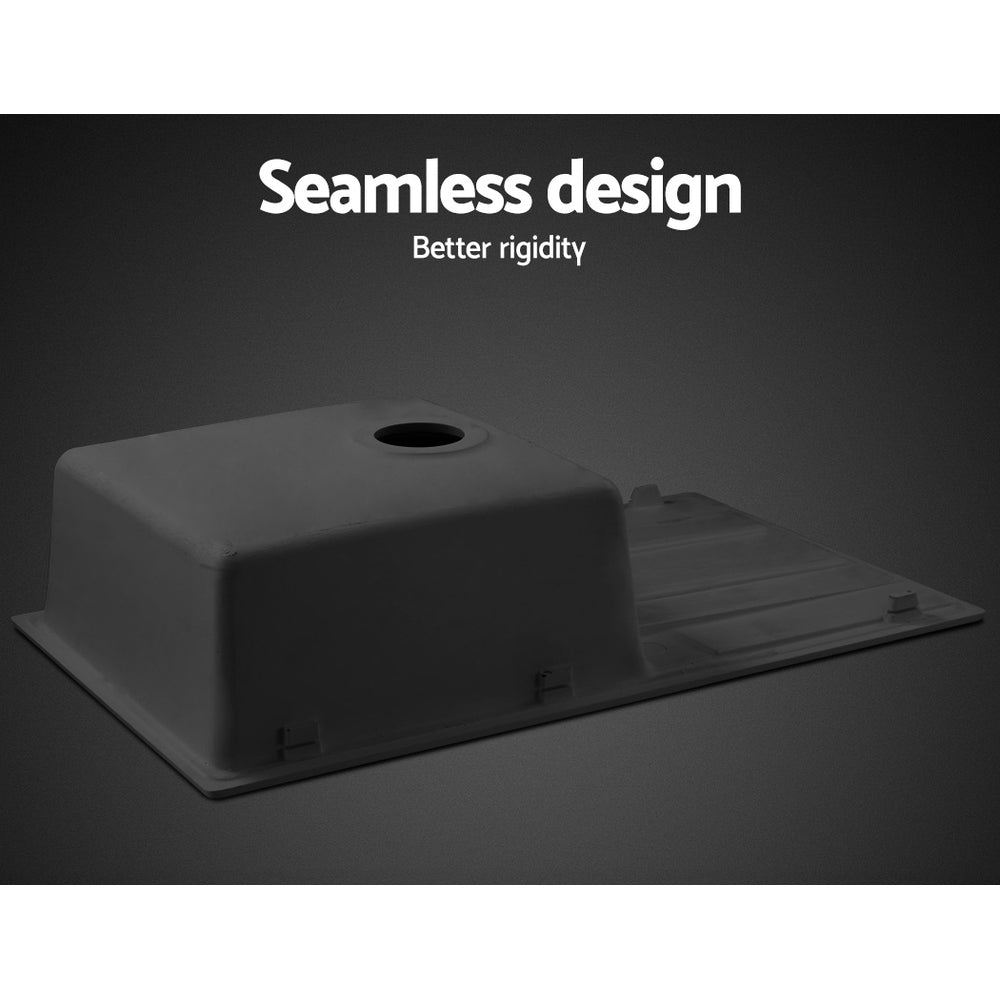 Cefito 860x500mm Granite Kitchen Sink Under/Topmount Black