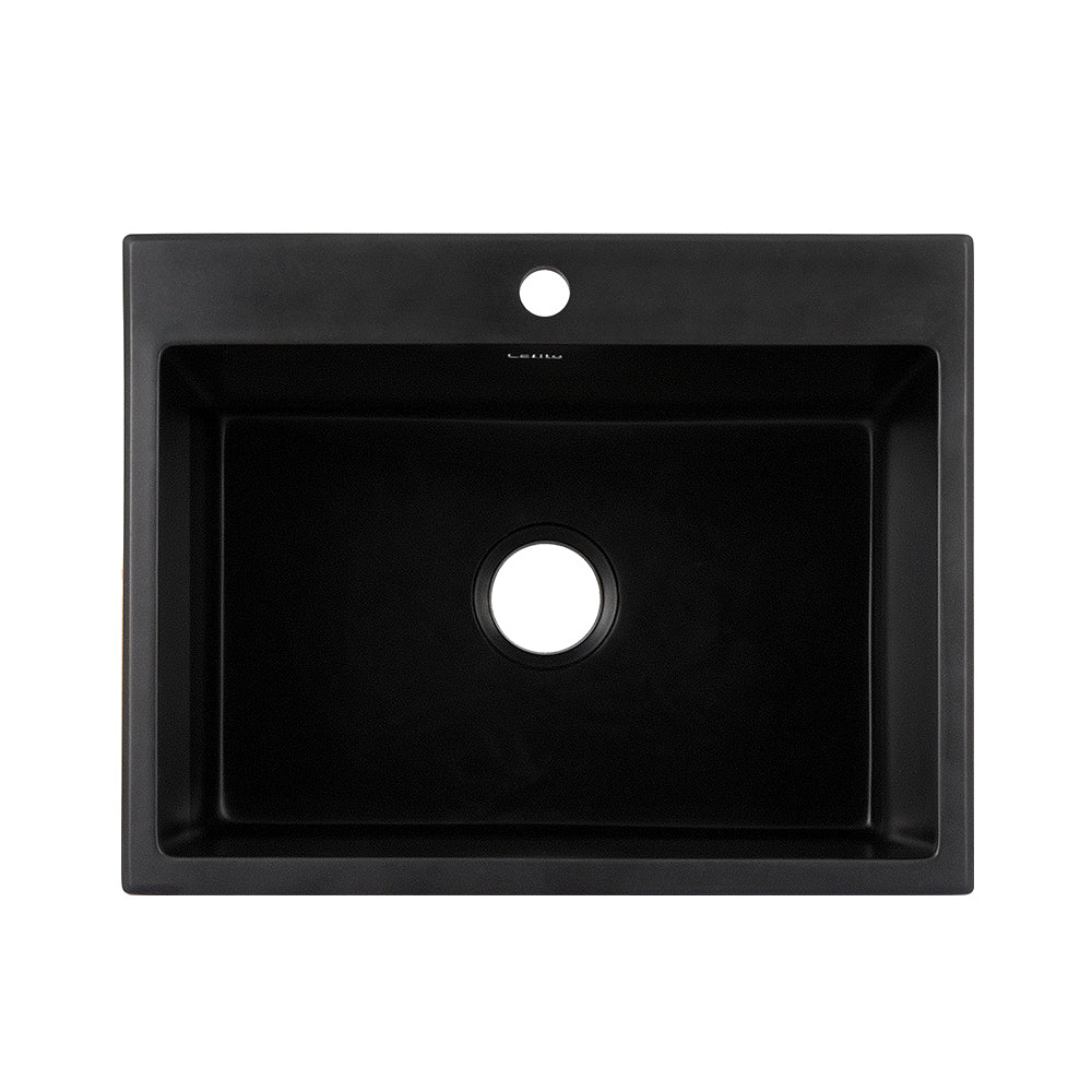 Cefito 600mm Granite Kitchen Sink Single Bowl Black