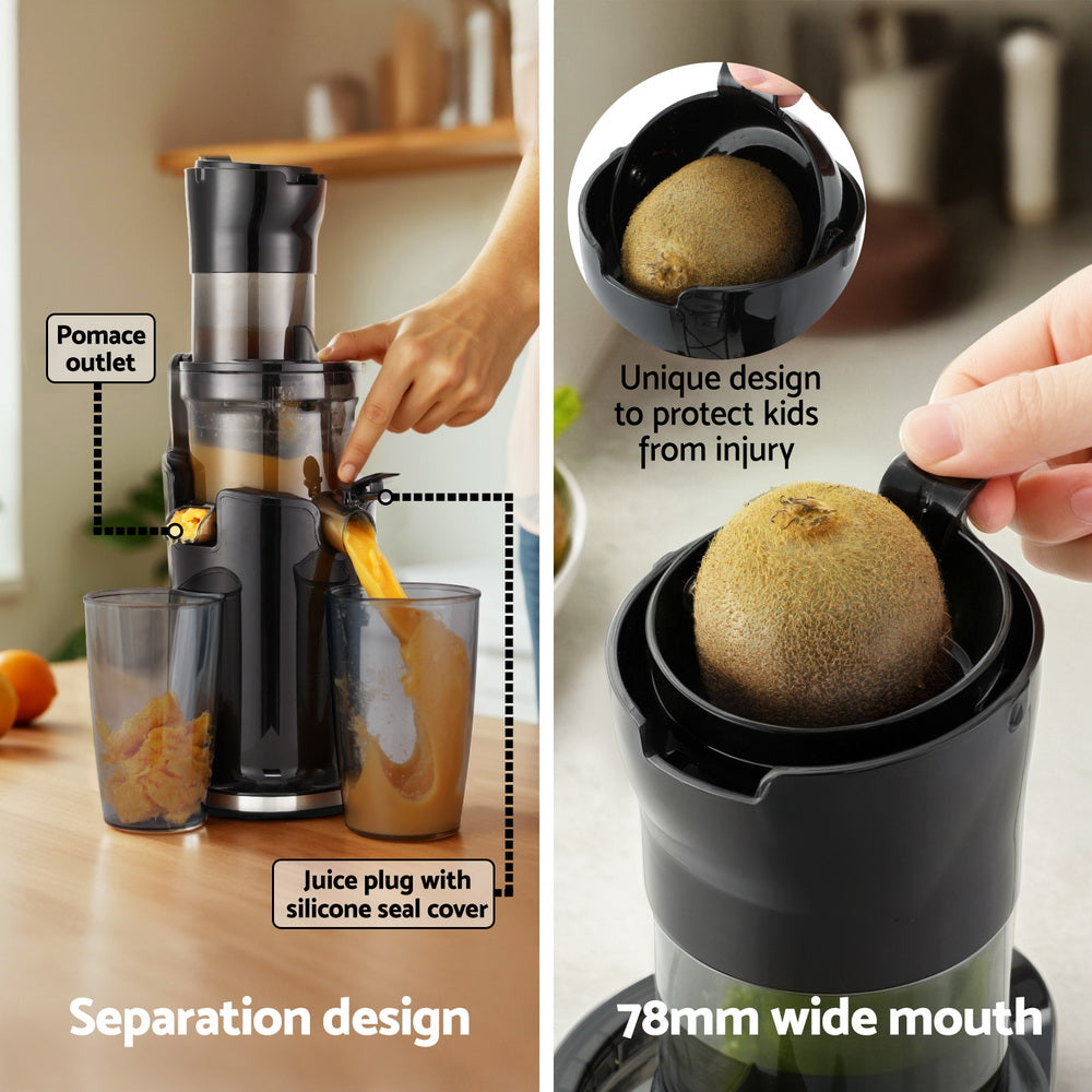 Devanti 200W Cold Press Slow Juicer Black