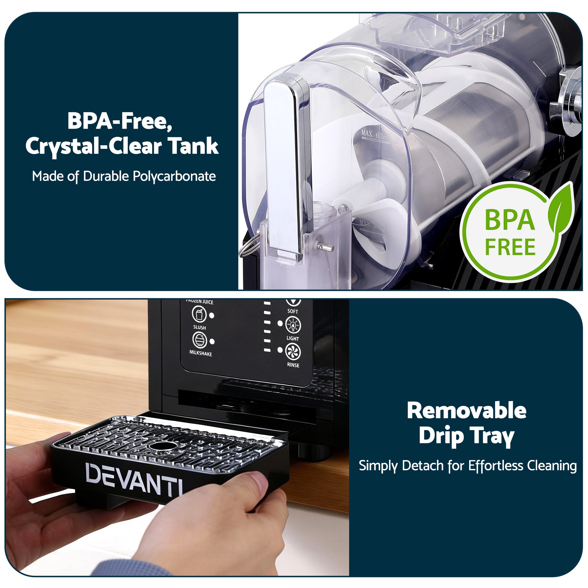 Devanti 1.8L Slushie Machine Maker Frozen Smoothies Milkshakes Black