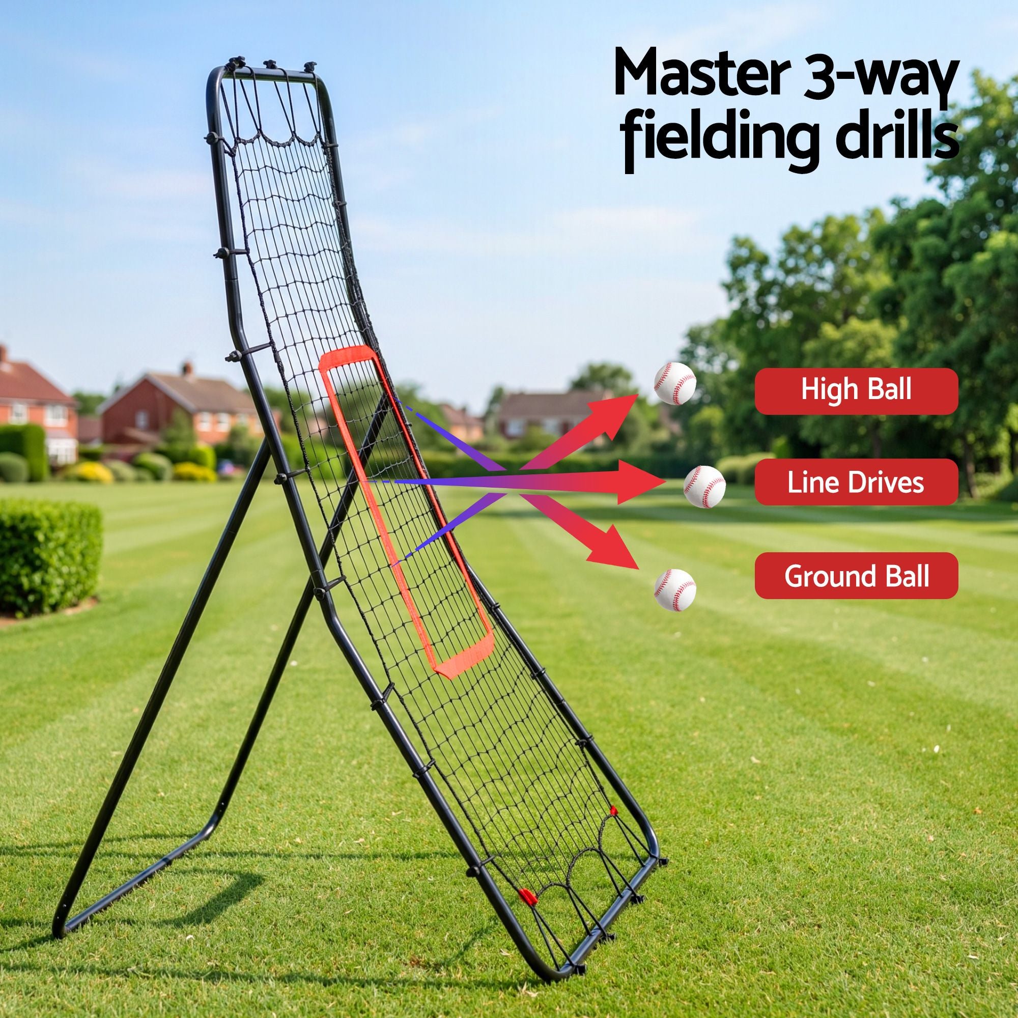 Everfit Baseball Rebounder Net Pitching Practice Target Screen 143cm