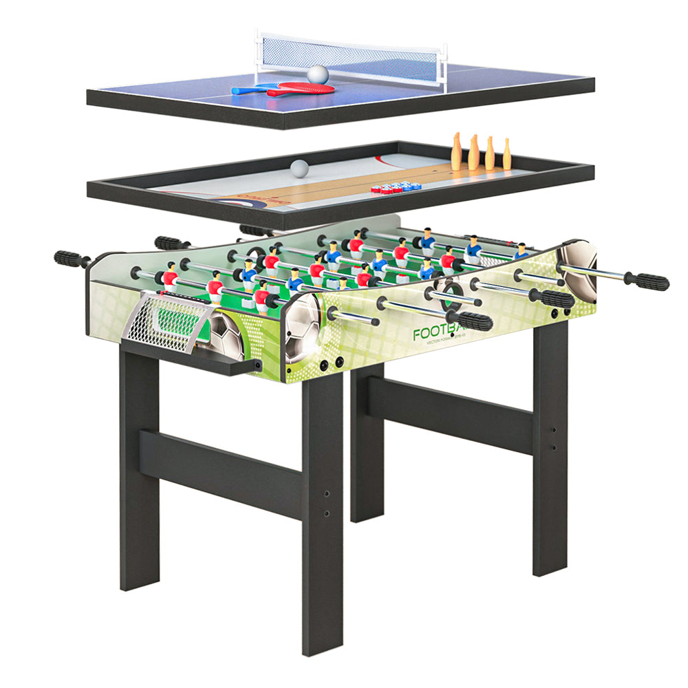 4-in-1 Multi-Game Table Soccer Tennis Bowling Shuffleboard