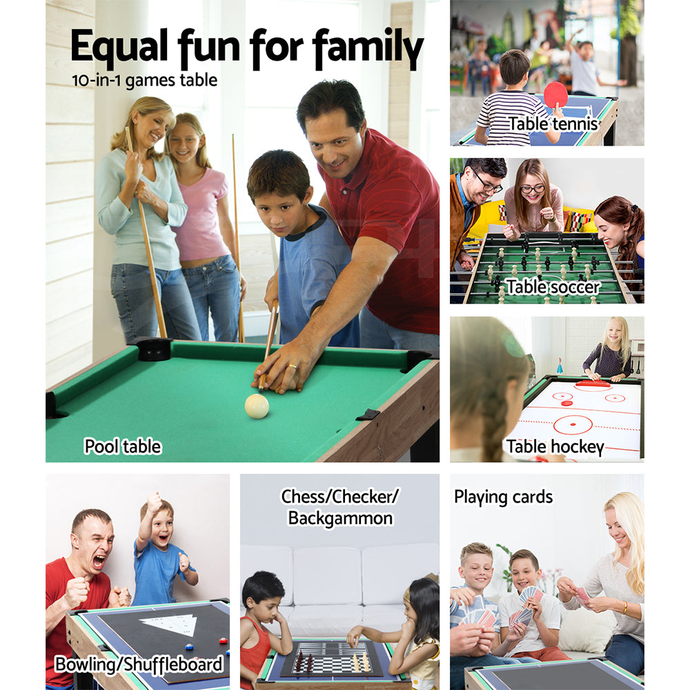 10-in-1 Multi-Game Table Soccer Billiard Table Tennis Air Hockey