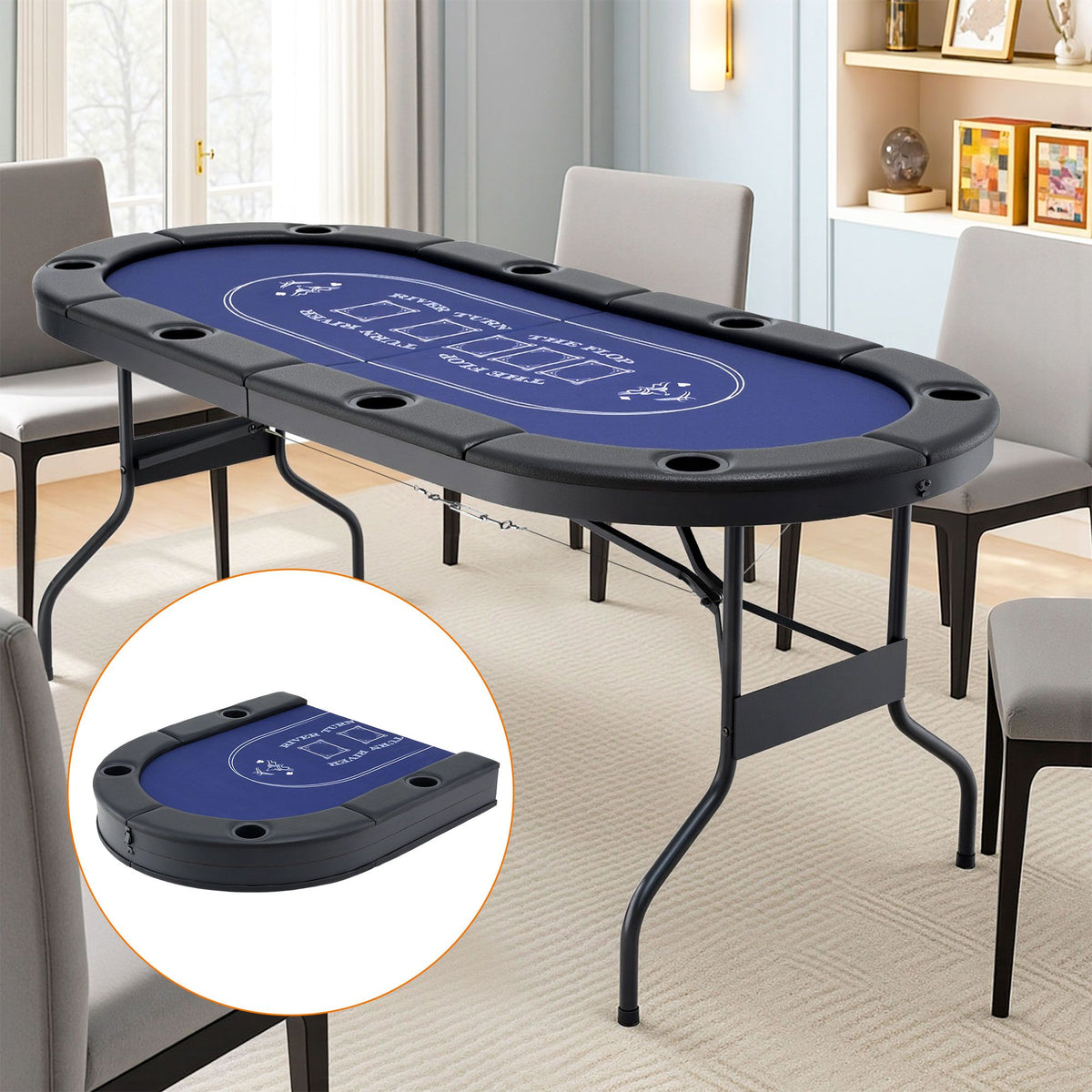 Folding Poker Table 8 Player 183cm Card Game Table Top
