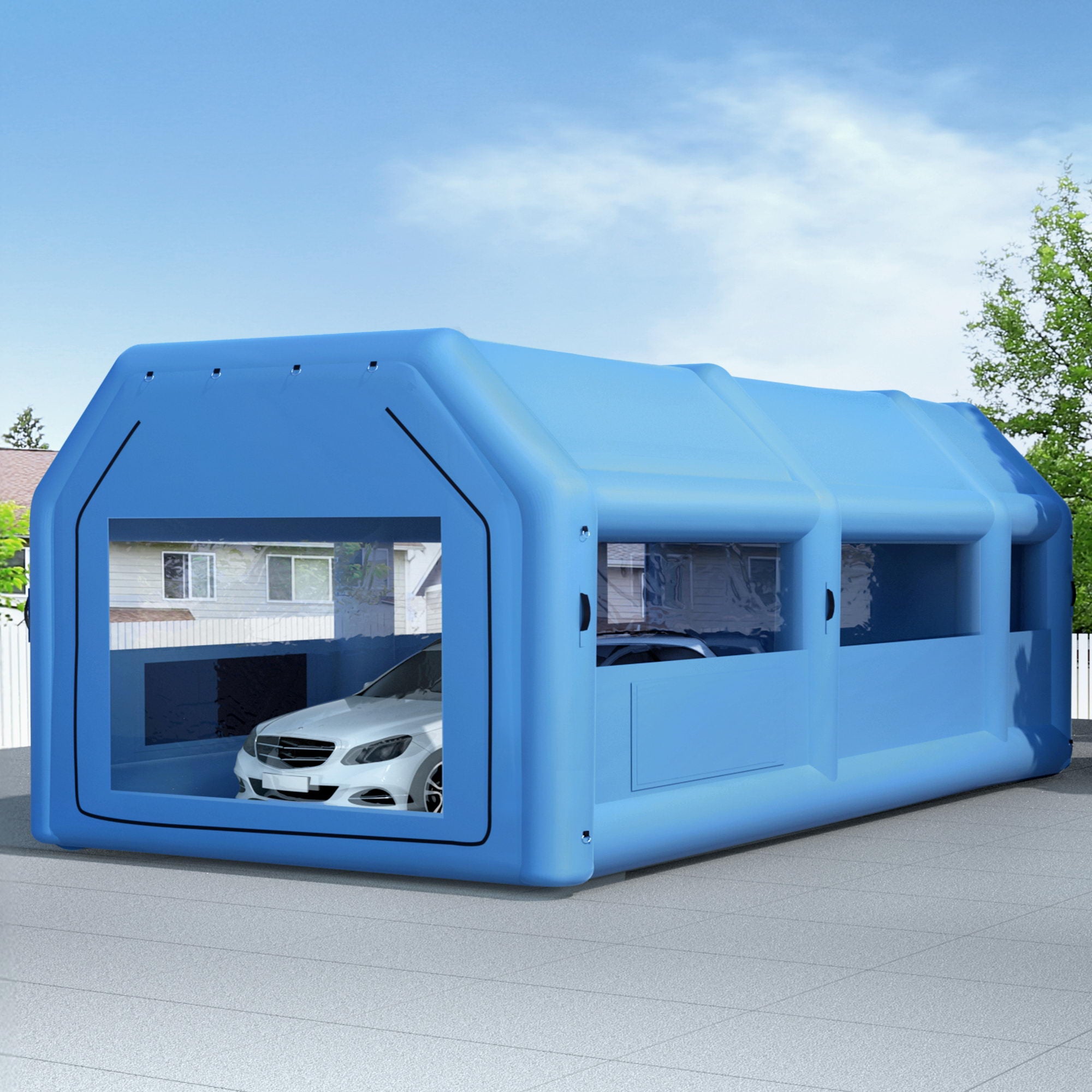 Giantz Inflatable Spray Booth Car Paint Tent 1000X500X350cm 2 Blowers Filter Mobile Garage Workstation