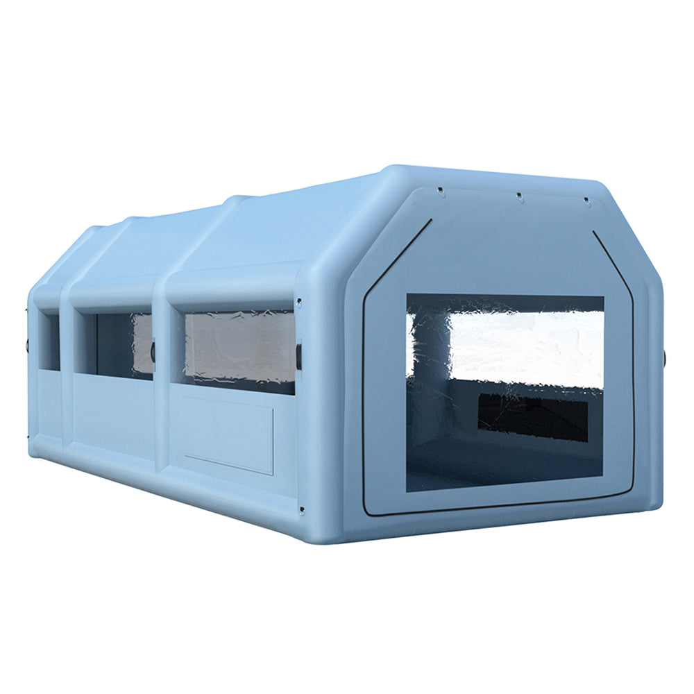 Giantz 8.5x4.8m Inflatable Car Paint Tent Spray Booth Blue with Filter System & 2 Blowers