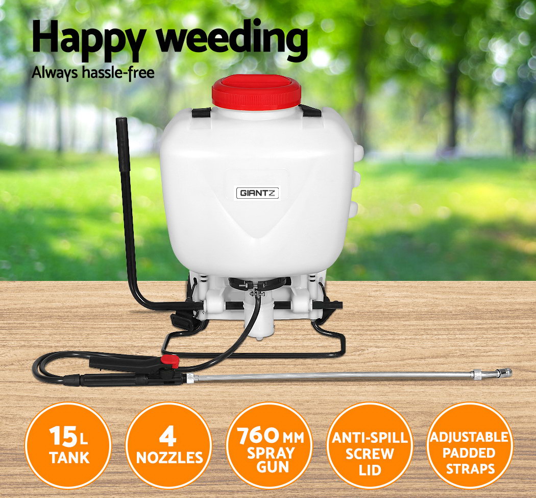 Giantz 15L Backpack Garden Sprayer White/Red