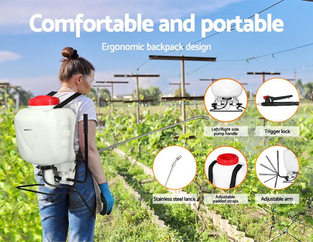 Giantz 15L Backpack Garden Sprayer White/Red