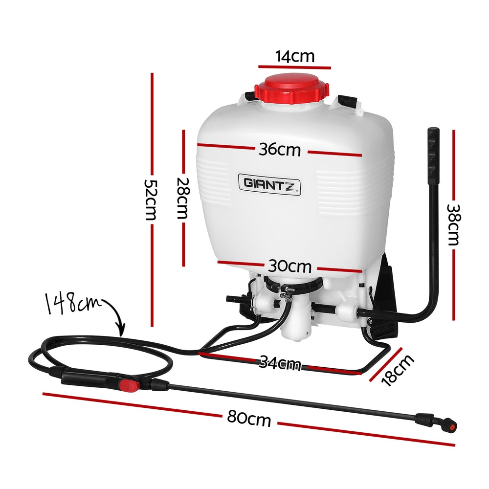 Giantz 15L Backpack Weed Sprayer Plastic White/Red