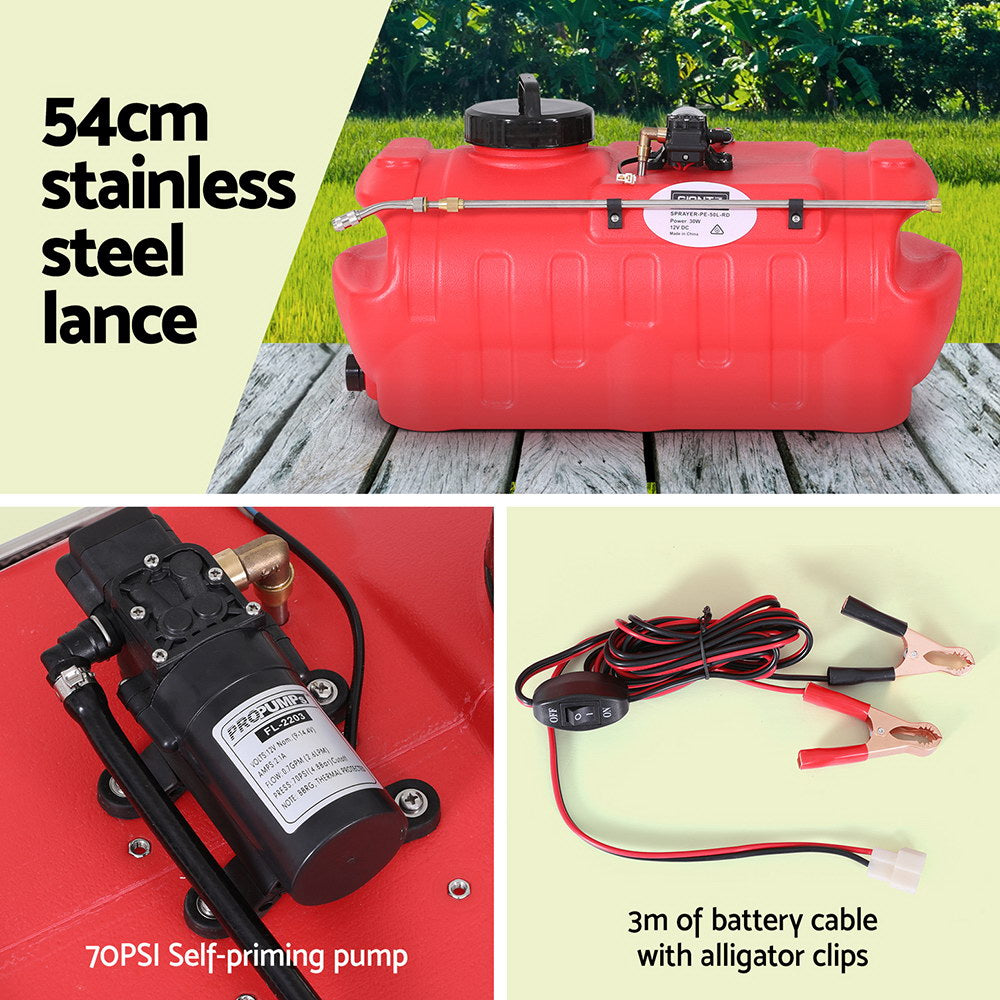 Giantz 50L ATV Weed Sprayer Boom Pump Red/Black