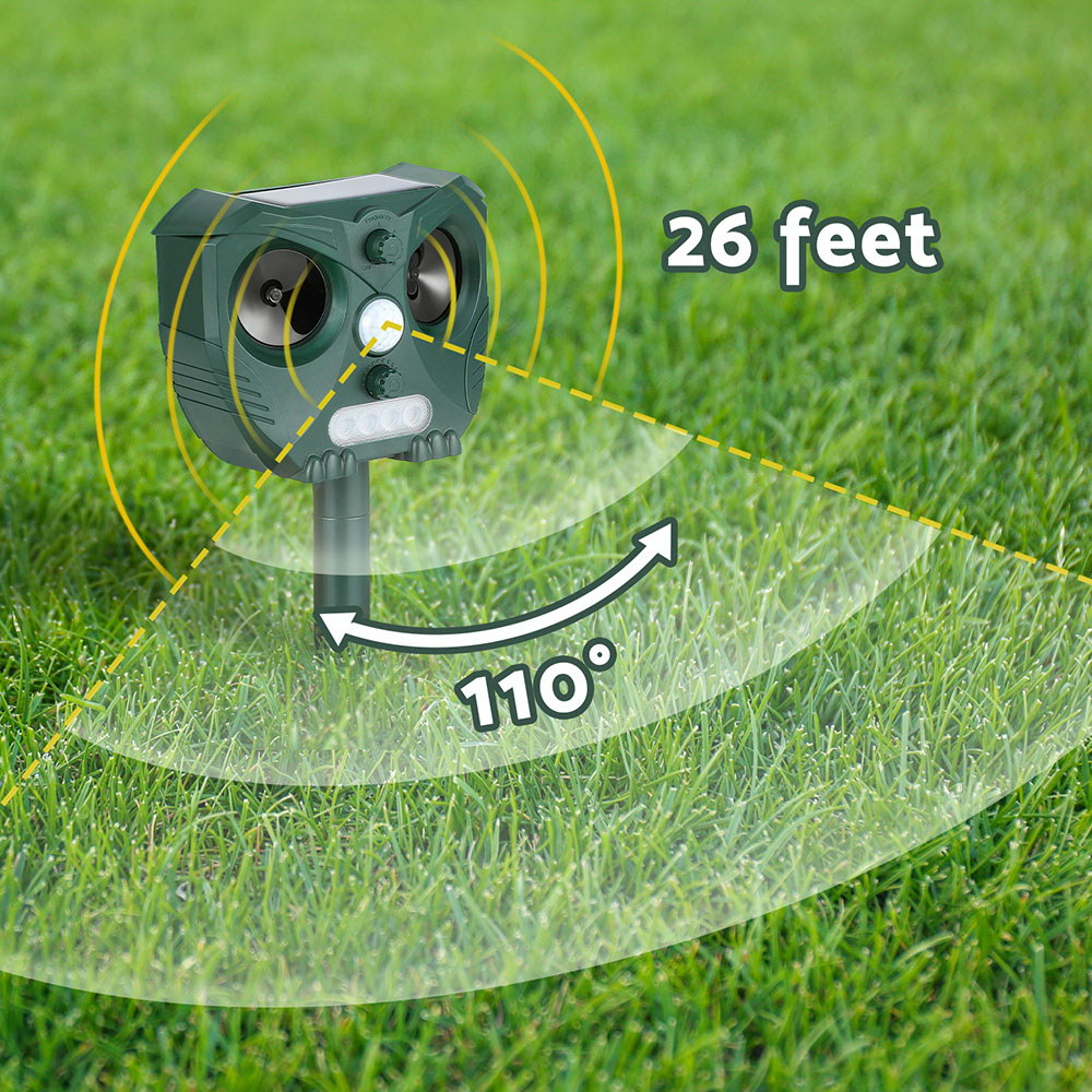 Gardeon Ultrasonic Snake Repeller Solar USB Rechargeable Green