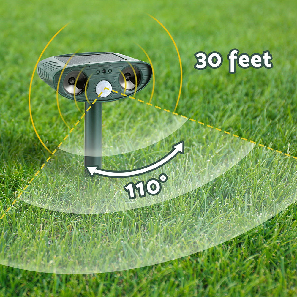 Gardeon Ultrasonic Snake Repeller Battery USB Solar Powered Green