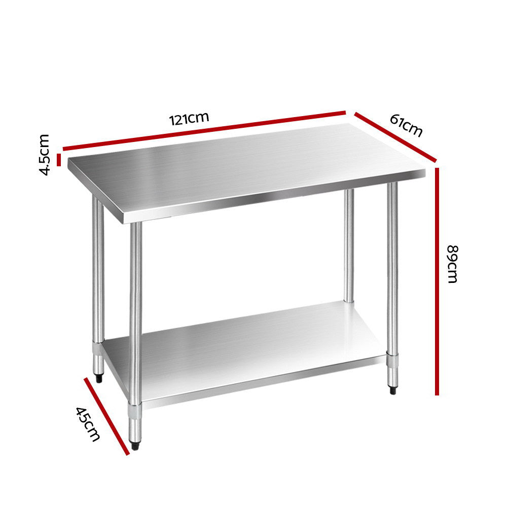 Cefito 1219x610mm Stainless Steel Kitchen Bench 304 Commercial Grade