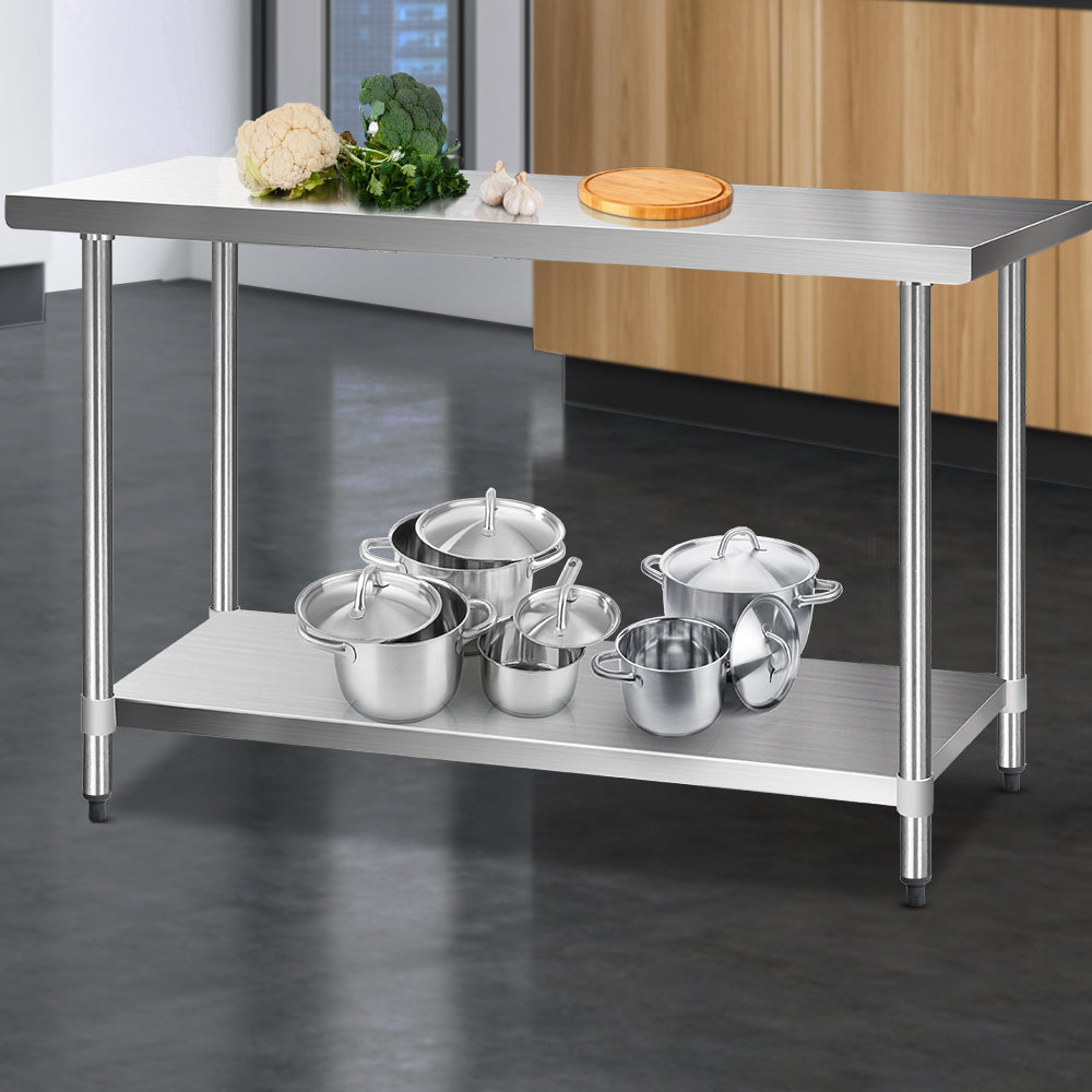Cefito 1524x610mm Stainless Steel Kitchen Bench 304 Commercial Grade