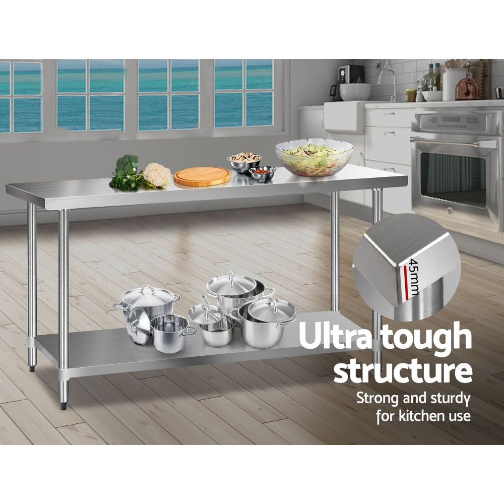 Cefito 1829x610mm Stainless Steel Kitchen Bench 304 Commercial Grade