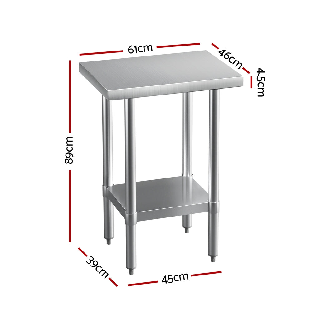 Cefito 610x457mm Stainless Steel Kitchen Work Bench Adjustable Shelving