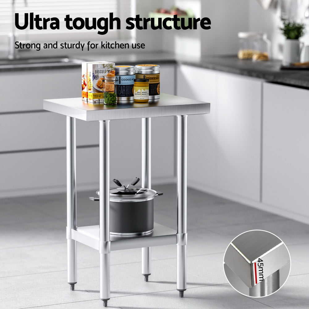 Cefito 610x457mm Stainless Steel Kitchen Work Bench Adjustable Shelving