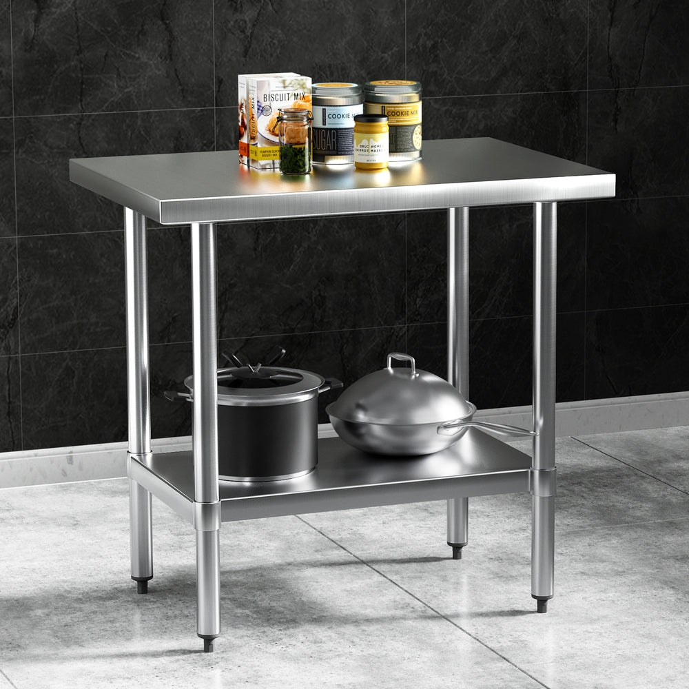 Cefito 910x610mm Stainless Steel Kitchen Work Bench Adjustable Shelf