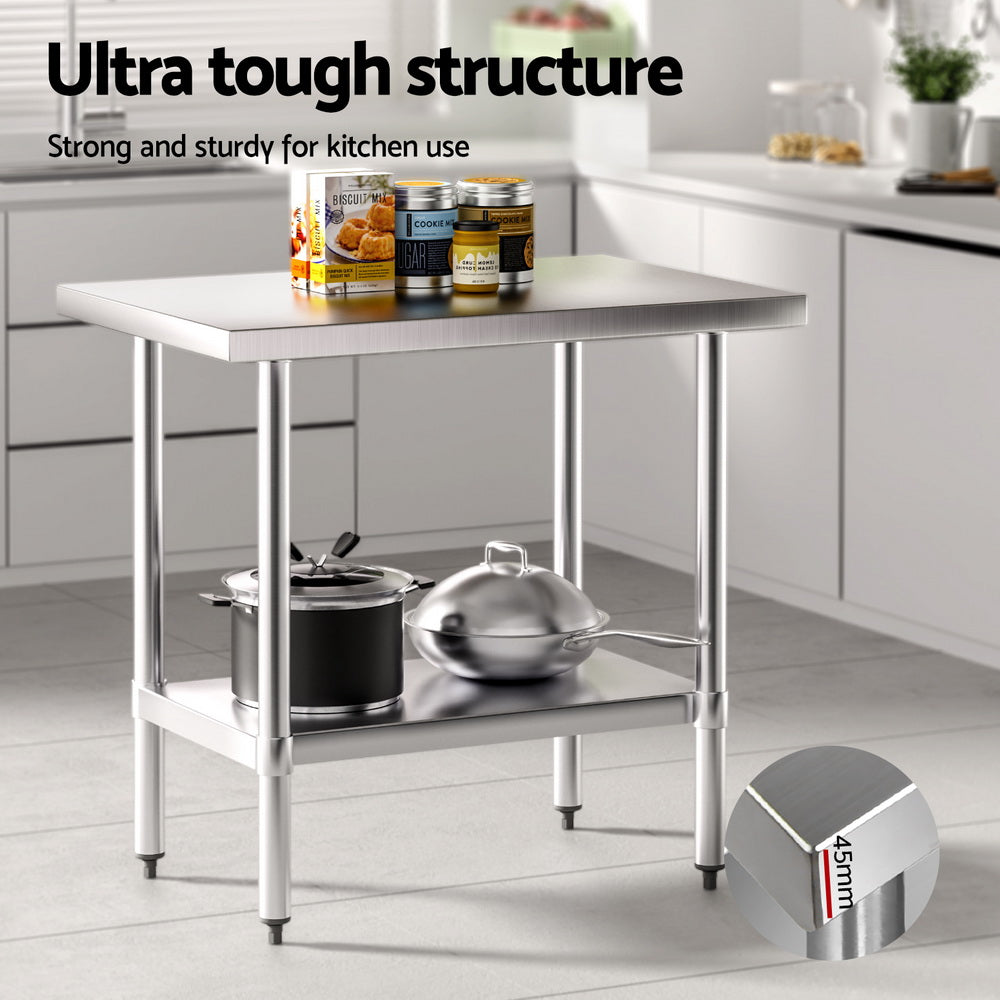 Cefito 910x610mm Stainless Steel Kitchen Work Bench Adjustable Shelf