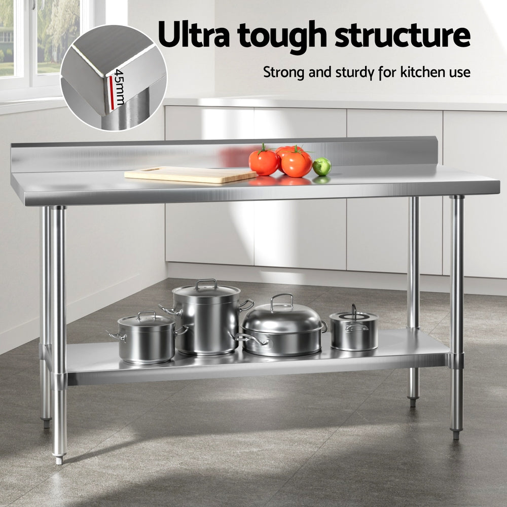 Cefito 1500mm Stainless Steel Kitchen Bench Splashback Adjustable Undershelf