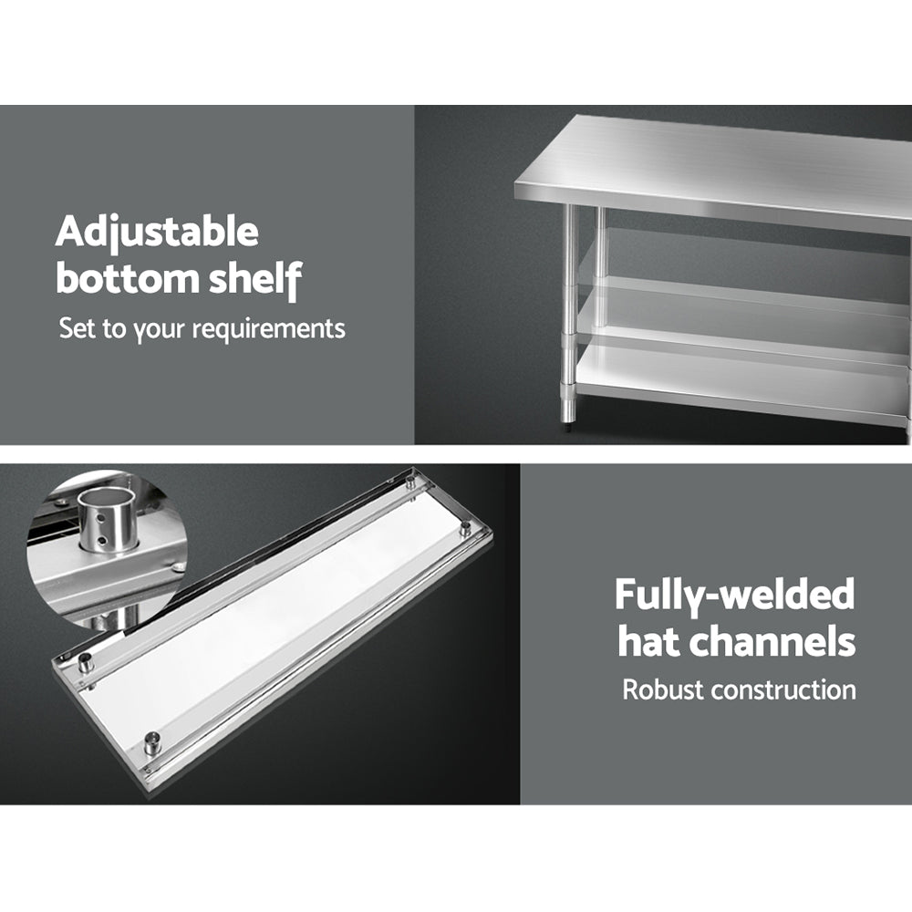 Cefito 1829x760mm Stainless Steel Kitchen Bench Commercial Grade 430