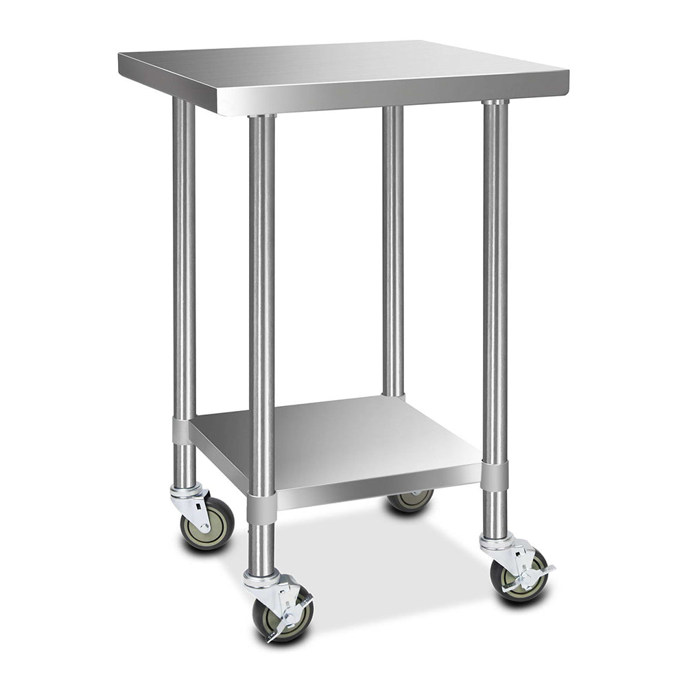 Cefito 610x610mm Stainless Steel Kitchen Bench with Wheels