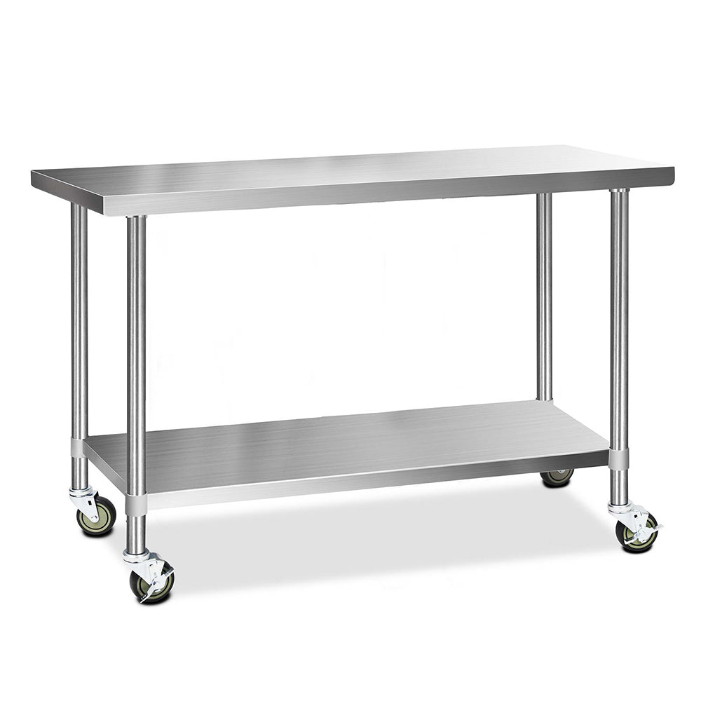 Cefito 1524x610mm Stainless Steel Kitchen Bench with Wheels