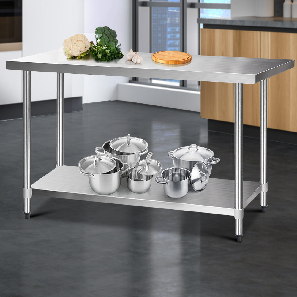 Cefito 1524x610mm Stainless Steel Kitchen Bench with Wheels
