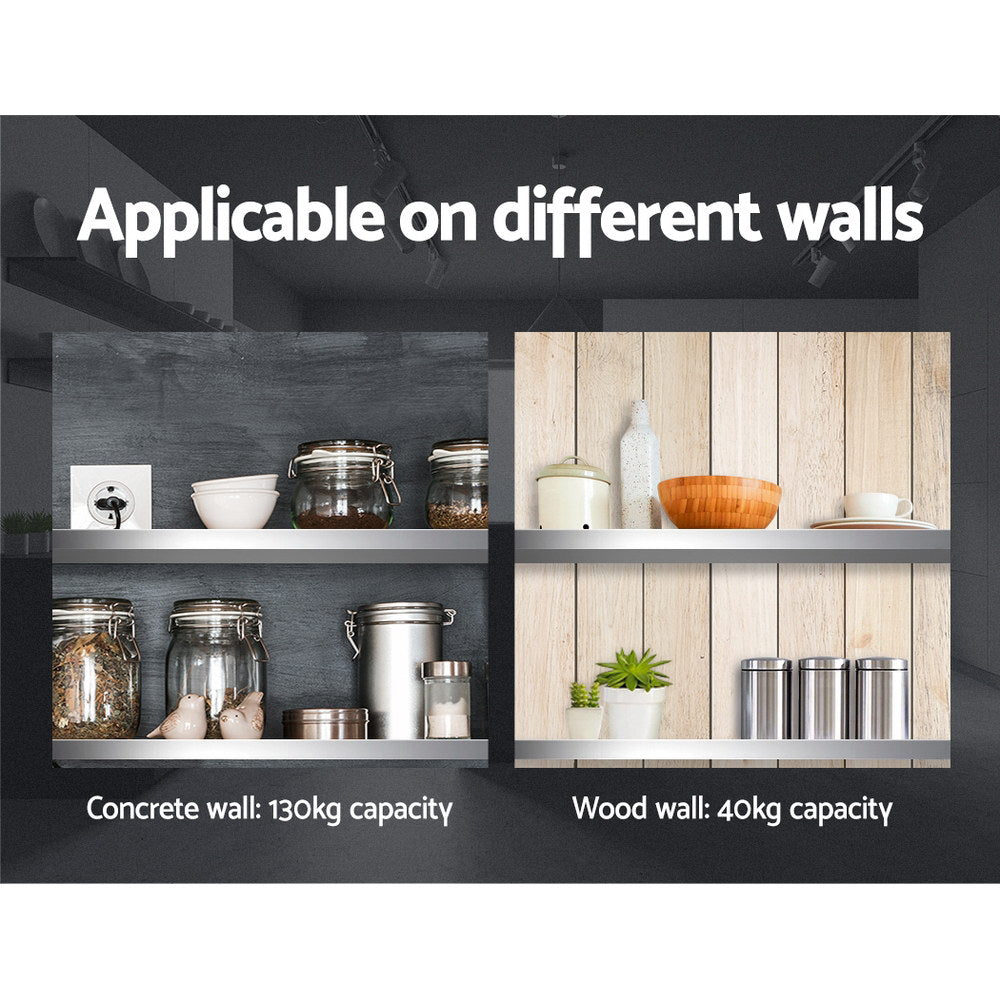 Cefito 900mm Stainless Steel Wall Shelf Mounted Rack Silver