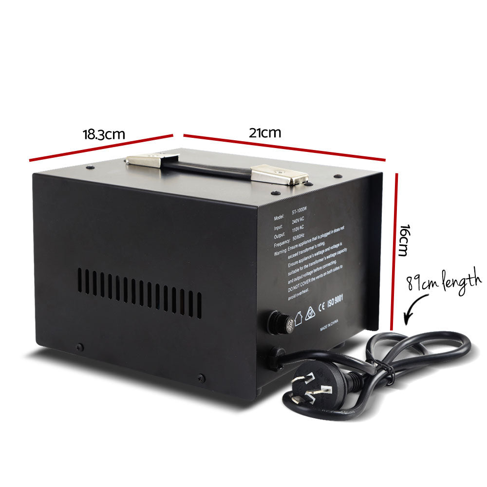 Giantz 1000W Step Down Transformer 240V to 110V Black