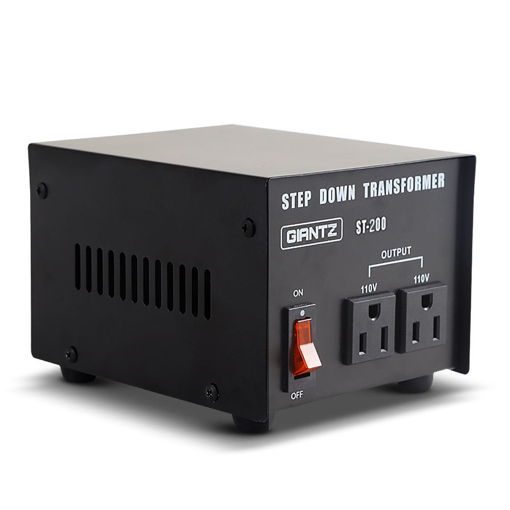 Giantz 200W Step-Down Transformer 240V to 110V Black