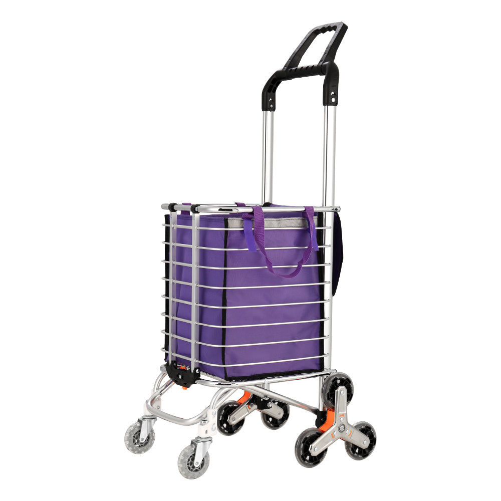 Emajin 35L Foldable Shopping Trolley Climbing Wheels Purple Silver