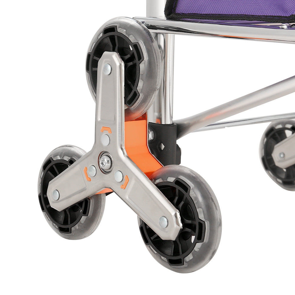 Emajin 35L Foldable Shopping Trolley Climbing Wheels Purple Silver