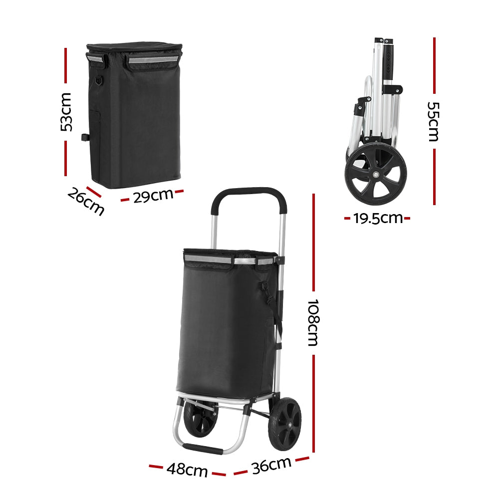 Emajin 45KG Foldable Shopping Trolley Cart Black