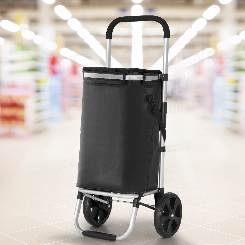 Emajin 45KG Foldable Shopping Trolley Cart Black