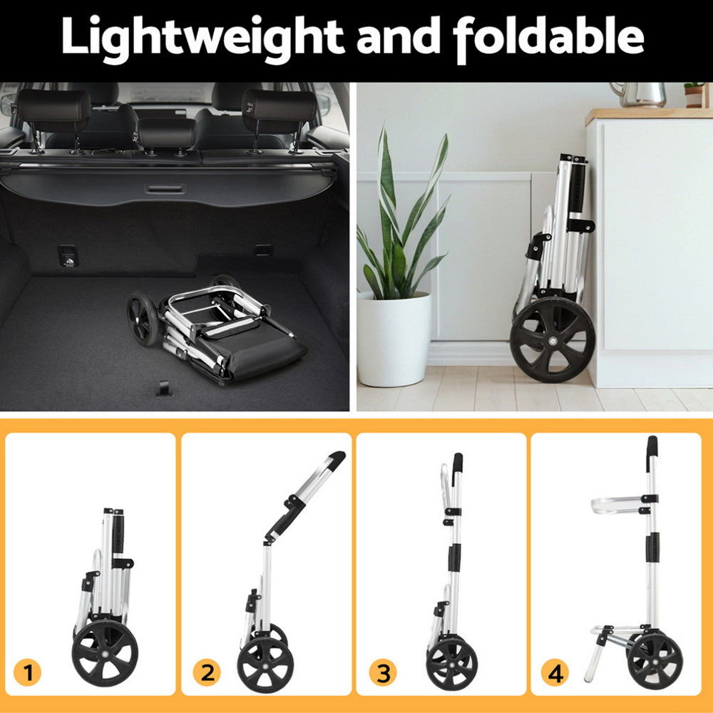 Emajin 45KG Foldable Shopping Trolley Cart Black