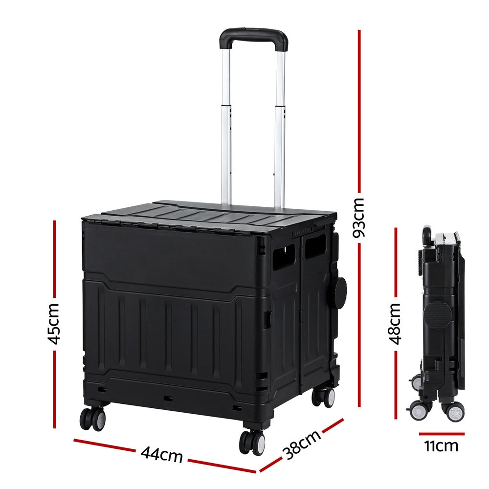 Emajin 75L Foldable Shopping Trolley Cart Black