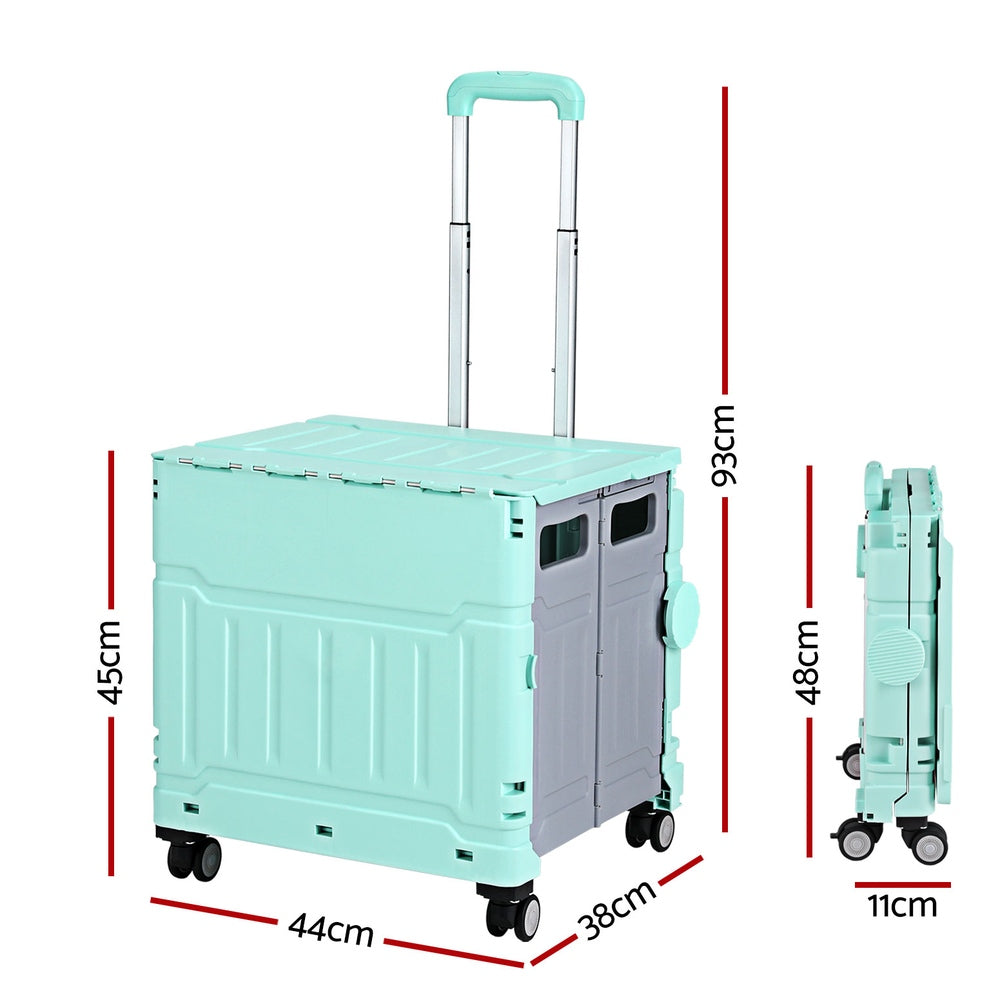 Emajin 75L Foldable Shopping Trolley Cart Green